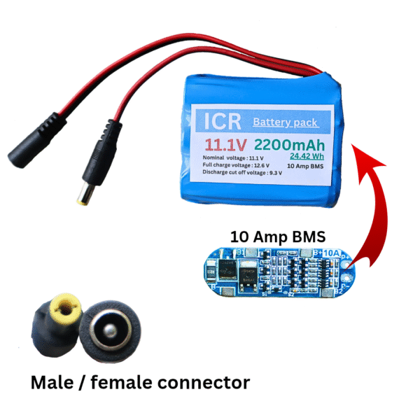 12 Volt 2200 mAh Rechargeable Lithium-ion Battery, for WiFi Router,Project,Mini Inverter, high Efficiency Long Lasting - Image 2